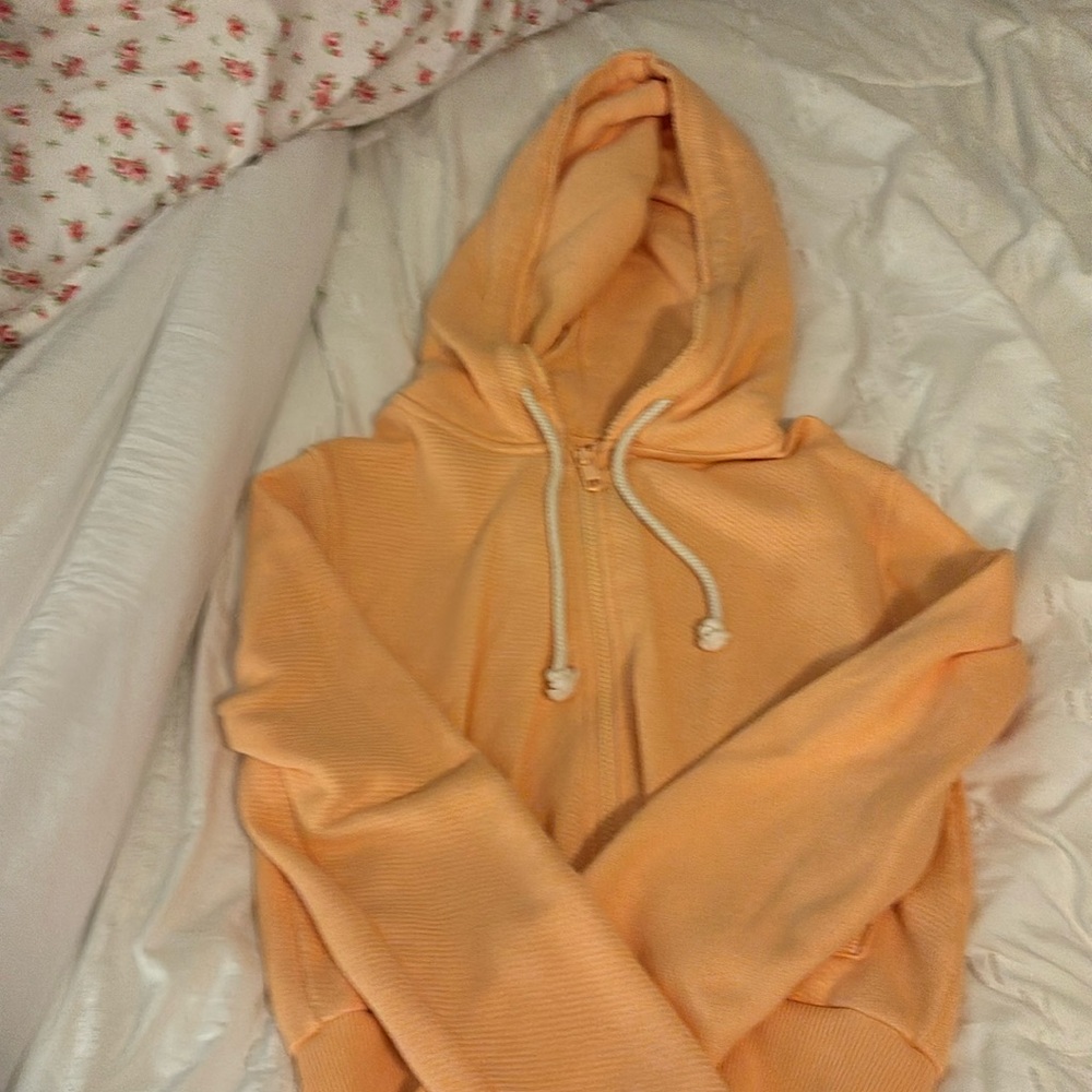 size xs american eagle orange zip up hoodie